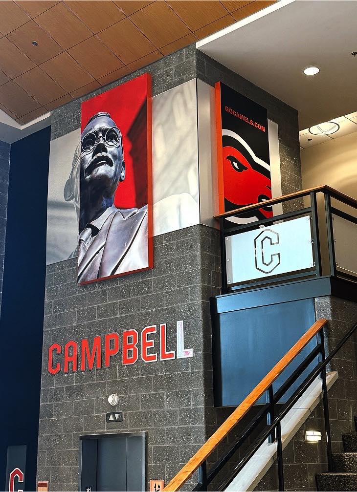 Campbell University arena lobby display