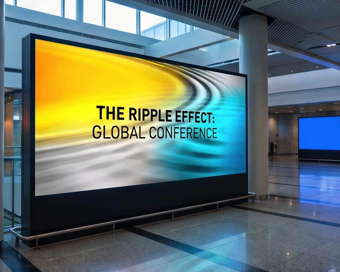 Conference room with branded screens