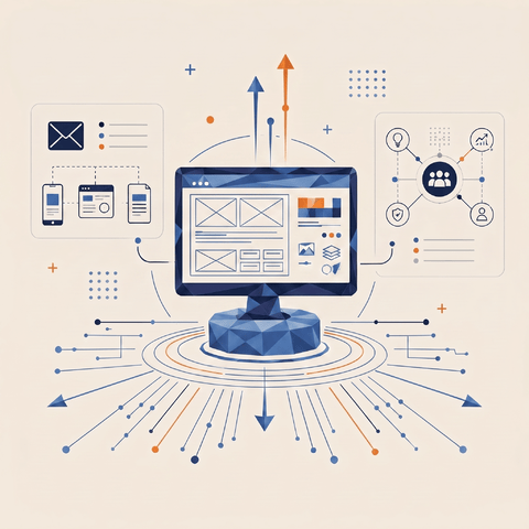 Digital marketing technology and multi-channel communication illustration